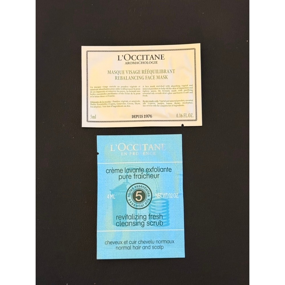 L'Occitane Aromachologie Face Mask & Revitalizing Cleansing Scrub Sample Lot 2pc